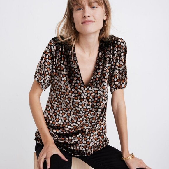 Madewell Black Floral Blouse - Picture 2 of 9